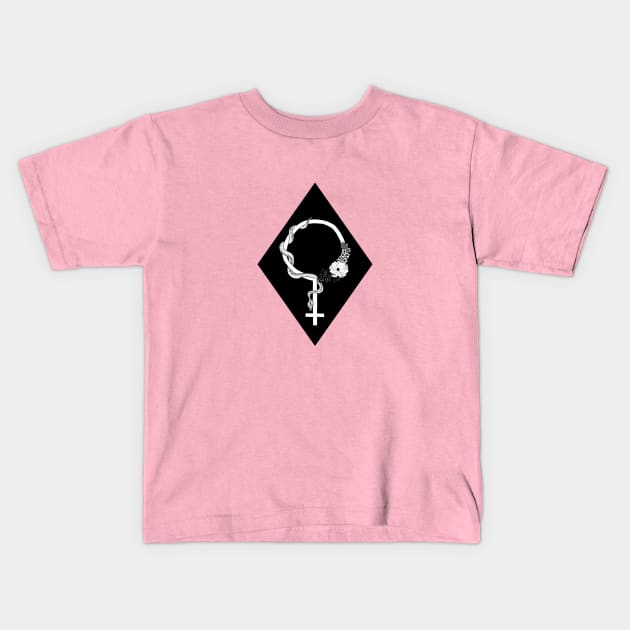 Feminine Symbol on black diamond Kids T-Shirt by AlyStabz